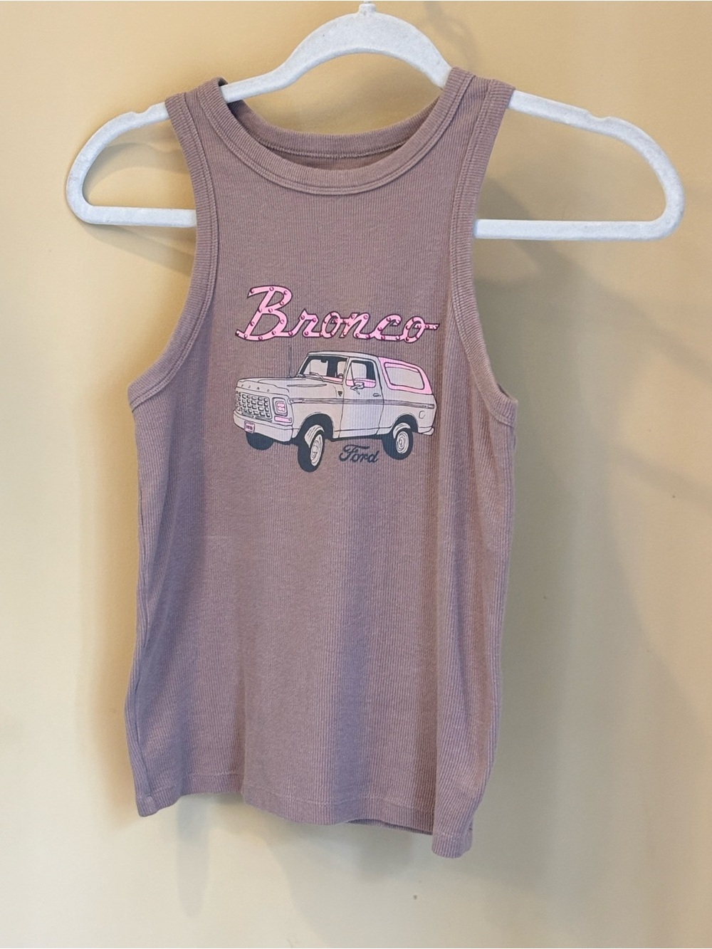Ford Mauve Ribbed Bronco Tank Top - Pink Graphic Size Small